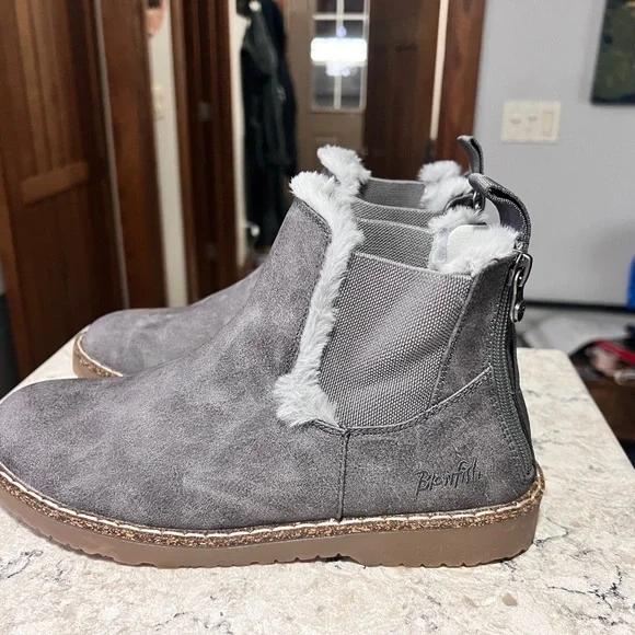 Blowfish Charcoal Ankle Boots with Faux Fur - Picture 2 of 4